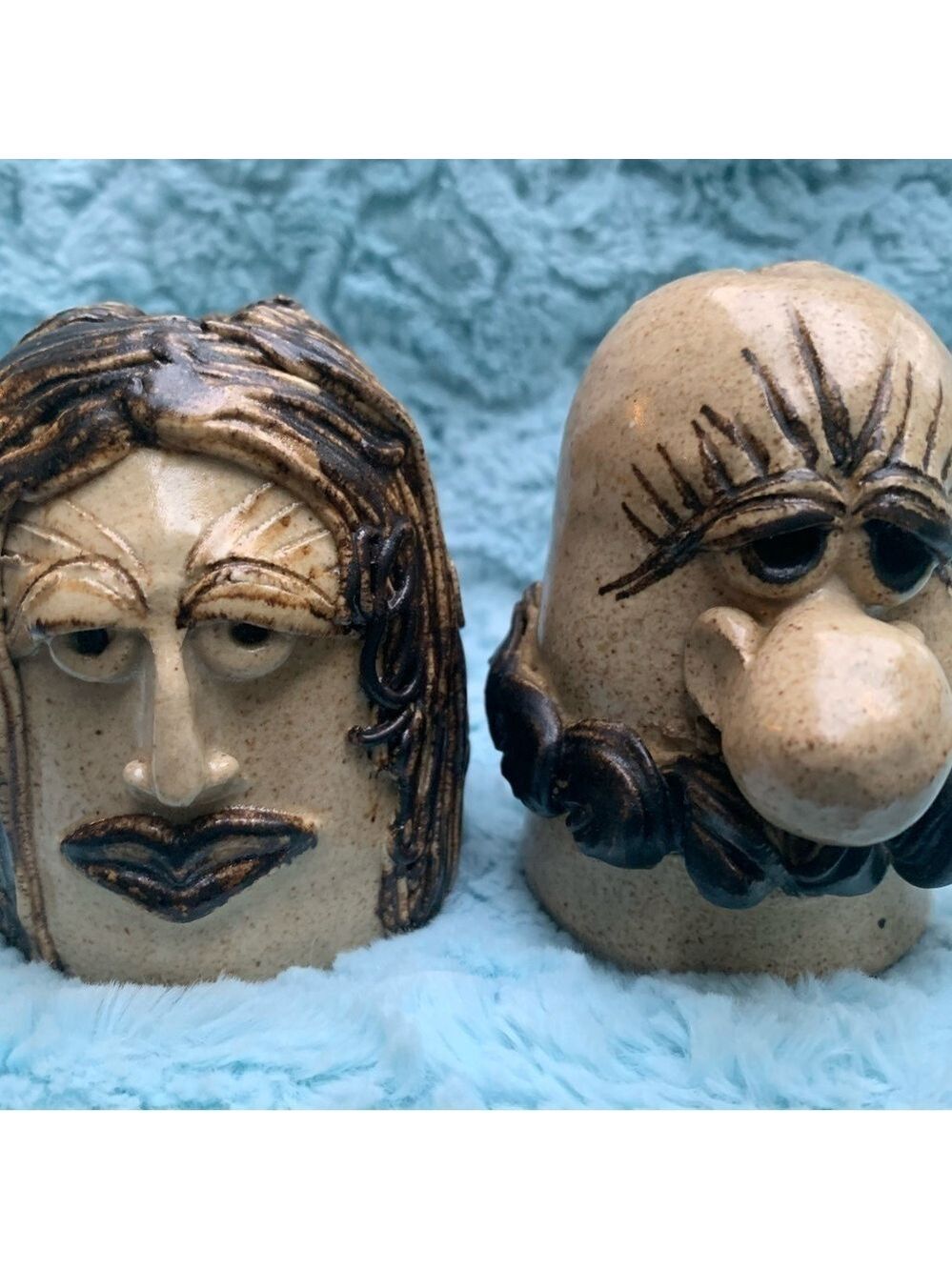 Vintage Stoneware Mr. & Mrs. Salt & Pepper Shakers – Collectible Set
